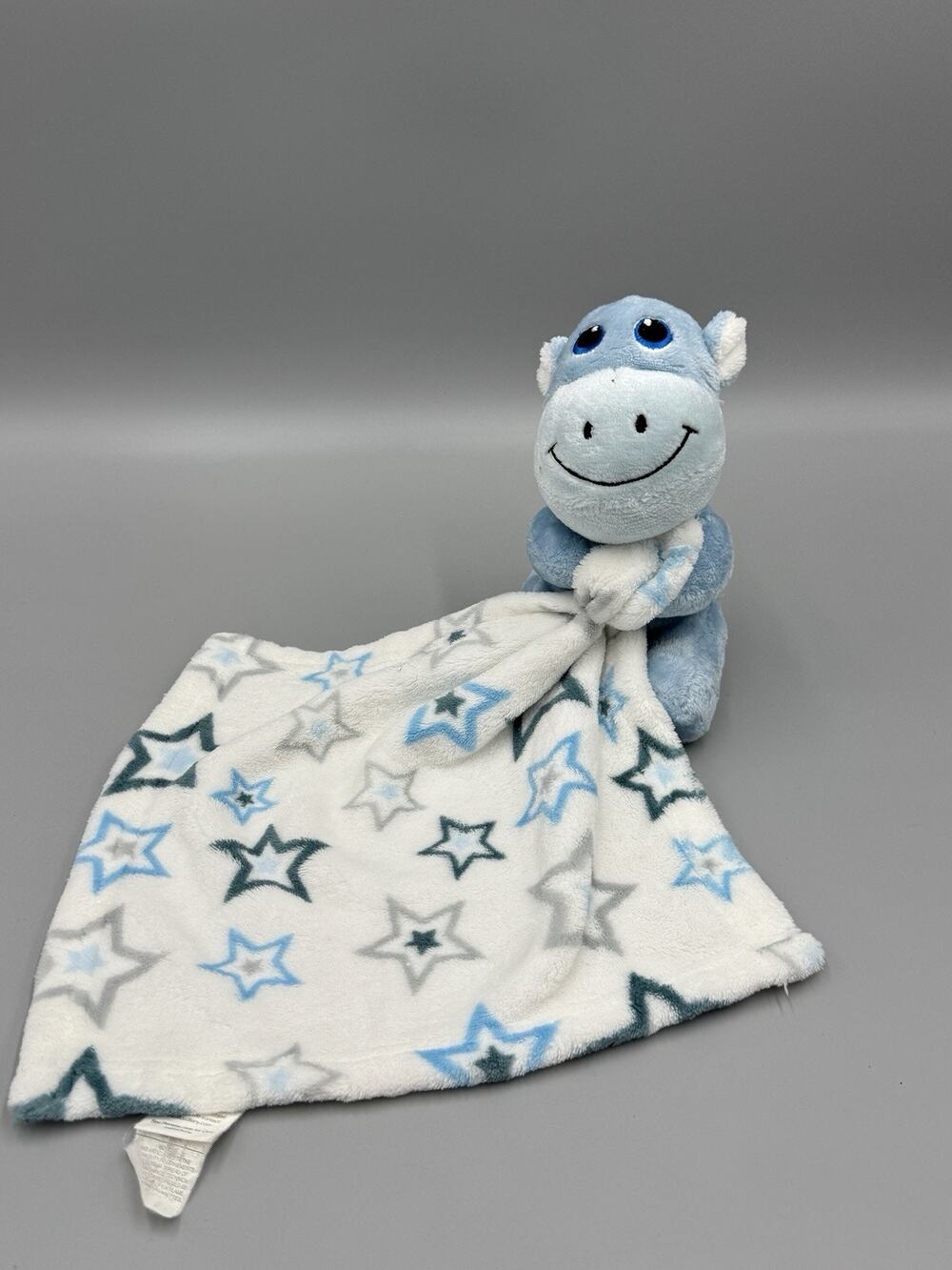 Little Beginnings Blue Hippo Lovey Plush Baby Stars Security Blanket